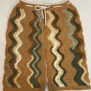 Men’s/Unisex Ripple/Wave Handmade Crochet Shorts- Size Large